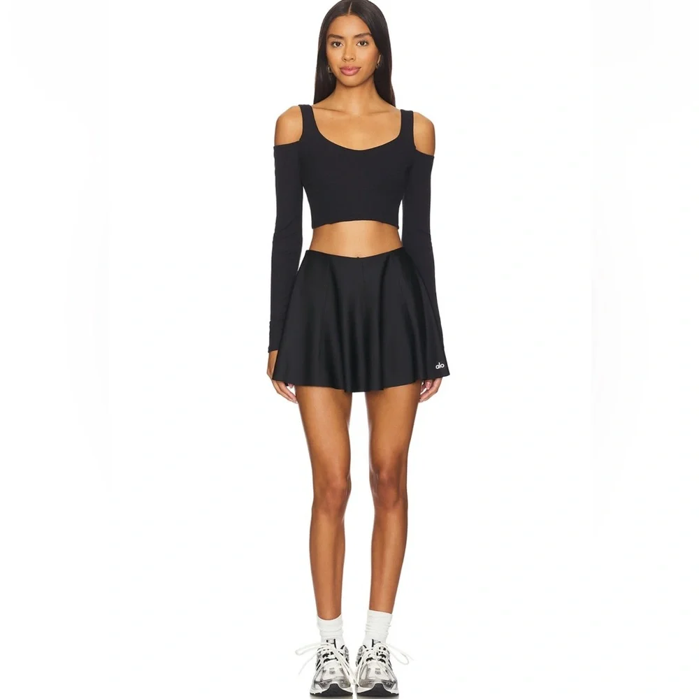 Alo Airlift Down The Line Tennis Skirt Black Size Small BNWT